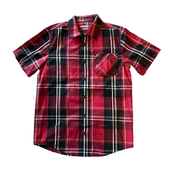 Tony Hawk Red Plaid Short Sleeve Button-Down Boys Size XL - Picture 1 of 6